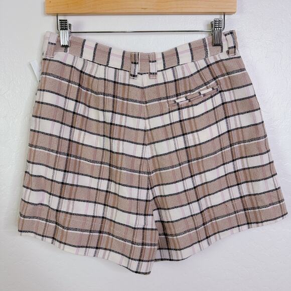 Treasure & Bond Preppy Plaid Pleated Cotton Shorts Tan Brown Chanterelle 8 NWT - Picture 6 of 10